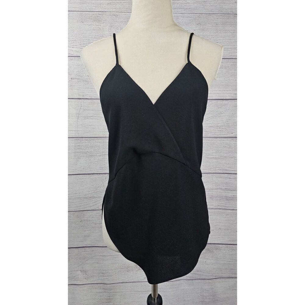 Zara Women Asymmetrical Cami V-Neck Top Black Size Small - Picture 1 of 6